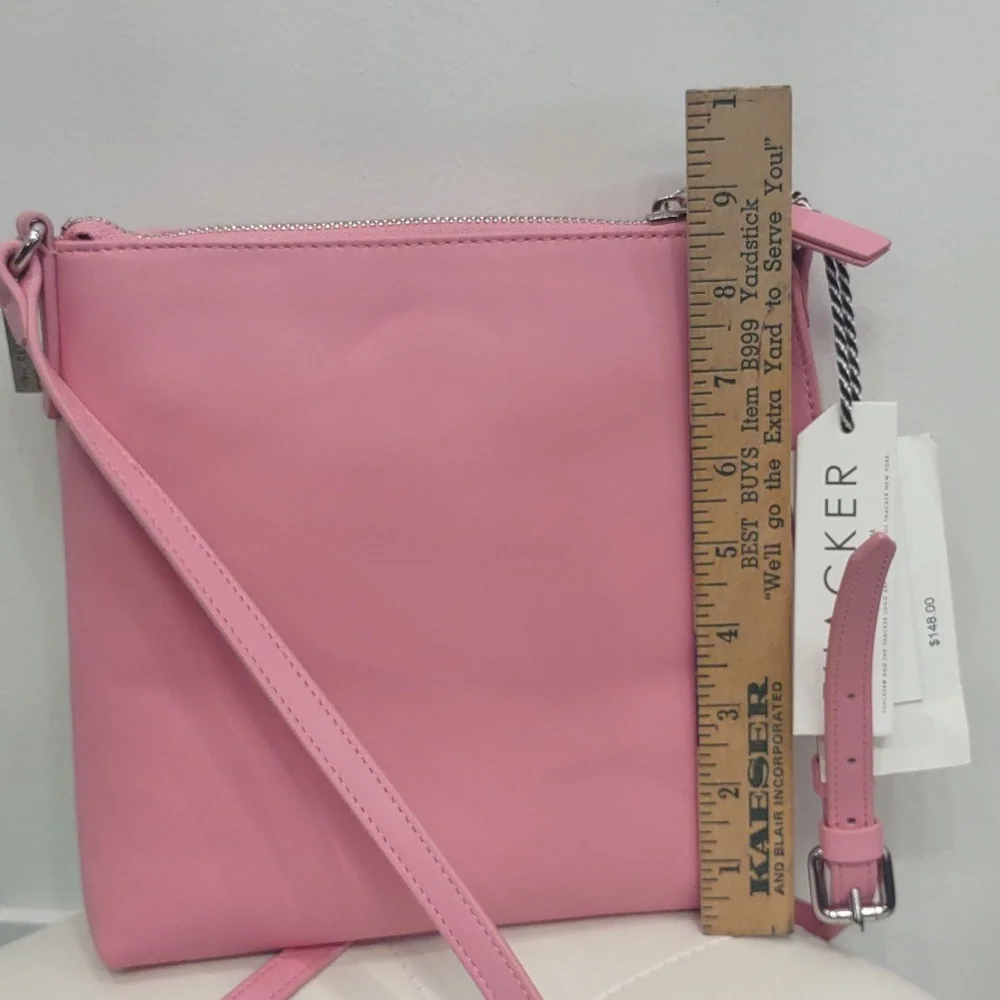 💖Thacker Pink Leather Crossbody Purse Handbag Adjustable Strap Zip Handbag NEW - Picture 6 of 11